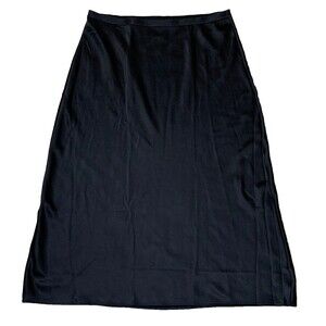 Victoria's Secret Satin Slip Skirt Size Medium Black Long Pull on Midi Long